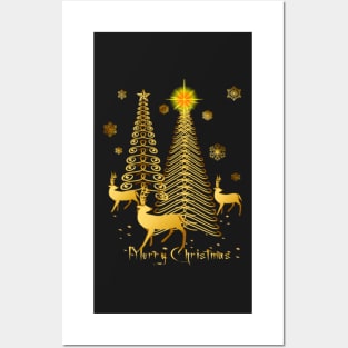 Gold Christmas Posters and Art